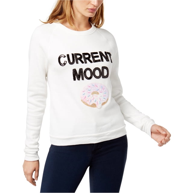 Bow & Drape Womens Current Mood Sweatshirt, White, Medium