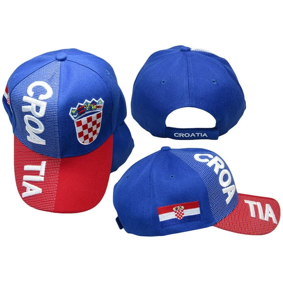 Croatia Country Royal Blue Red White 3-D Patch On Side Embroidered Hat Cap