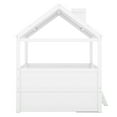 thumbnail image 5 of Full Size House Bed with Roof, Skylights and Guardrail, Cabin Bed with External Ladder, Wood Bed Frame with 4 Storage Lockers and Shelves for Kids, Teens, No Box Spring Needed, White, 5 of 8