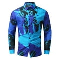 thumbnail image 2 of TAIAOJING Mens Long Sleeve Floral Shirts Tie-dye Printed Lapel Cardigan Loose Special Work Button Down Blouse Shirt, 2 of 5