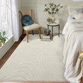 thumbnail image 2 of HOMERRY Area Rug 4x6 feet Rug for Living Room Wave Lines Indoor Entryway Floor Mat Vintage Boho Floor Cover Modern High-low pile Area Rug, Beige, 2 of 7