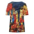 thumbnail image 5 of Blusa de camiseta informal con estampado de manga corta y cuello redondo de verano para mujer a la moda Fridja  hjk2044, 5 of 5