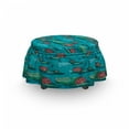 thumbnail image 3 of Botanical Ottoman Cover, Lotus Flowers on the Lake, 2 Piece Slipcover Set with Ruffle Skirt for Square Round Cube Footstool Decorative Home Accent, Standard Size, Sea Blue Coral Green, by Ambesonne, 3 of 5