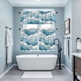 thumbnail image 4 of Gradient Ocean Kitchen Curtains Valances and Tiers Set of 3 Waves Blue Gradient Waves Tier Curtains and Valance with Rod Pocket for Small Windows, 27.5"x36", 4 of 9