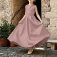 thumbnail image 2 of AHTJRT Bridesmaid Flower Dress for Girl V Back Bowknot Dresses A-Line Crewneck Sleeveless Cute Elegant Wedding Party Gowns Pink 0-1 Years, 2 of 10