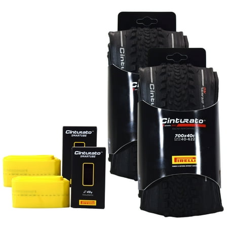 Pirelli Cinturato GRAVEL RC 40-622 (700x40c) Gravel Bicycle Tire   SmarTUBE 33/45-622 Presta 60mm - 2 Pack