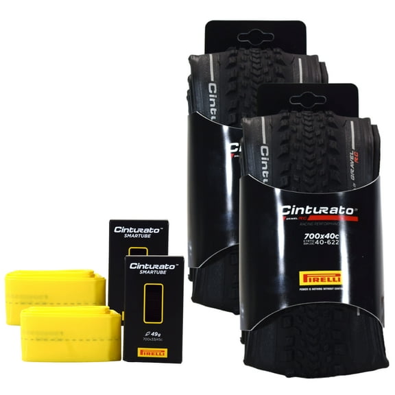 Pirelli Cinturato GRAVEL RC 40-622 (700x40c) Gravel Bicycle Tire   SmarTUBE 33/45-622 Presta 60mm - 2 Pack