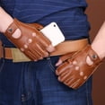 thumbnail image 2 of Guantes de motociclista sin dedos de cuero PU para adultos, estilo punk, para conducir, medio dedo L, 2 of 9