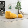thumbnail image 4 of Bean Bag Chair with Footstool for Kids Adults, Comfort Faux Fur Lazy Sofa with Backrest, Durable High Back Lounger Single Chair for Living Room, Yellow, 4 of 8