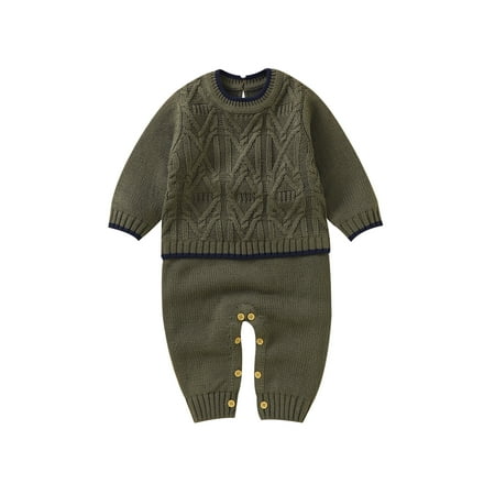 

Infant Baby Romper Long Sleeve Color-Contrast Knitted Jumpsuit