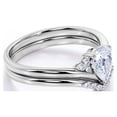 thumbnail image 2 of JeenMata Upside-Down .75 Carat Pear Shaped Real Diamond Chevron Wedding Ring Set in 10k White Gold, 2 of 6