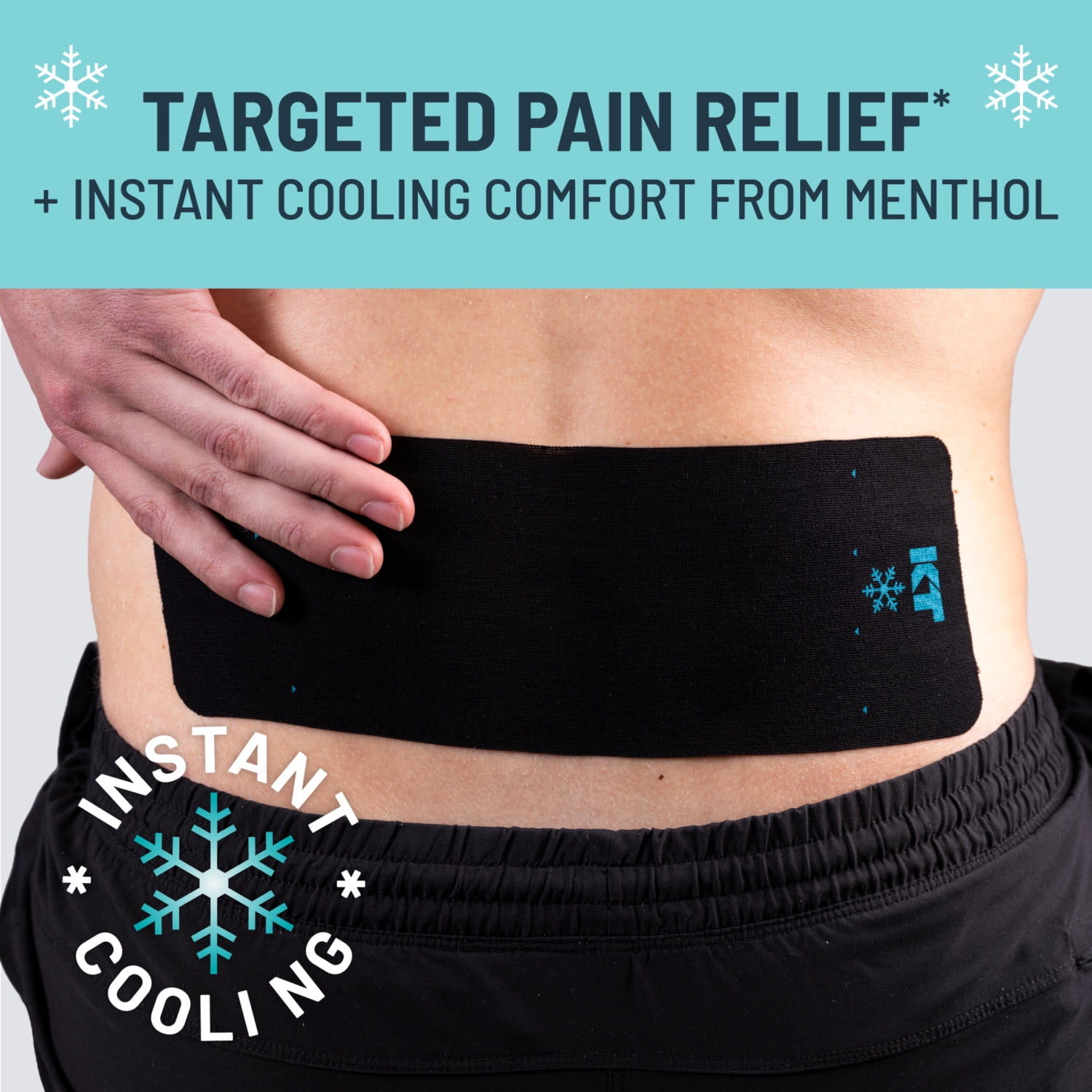 KT Tape, Back Pain Relief Patches, Extra Large 4"x10", Menthol Infused Kinesiology Tape, Cooling Pain Therapy, Everyday Long-Lasting Relief, 4 Count