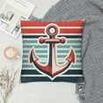 thumbnail image 2 of JRXY  Nautical Anchor Throw Pillow Covers Navy Blue Stripes with Red Ocean Sea Sailing Coastal Beach Outdoor Decor Waist Cases Pillowslip White, 2 of 5