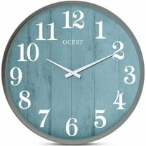 18 Inch Large Wall Clock, Silent Non-Ticking Modern Wall Clocks with Woodgrain Design Decorative for Living Room, Farmhouse, Kitchen, Bathroom, Outdoor