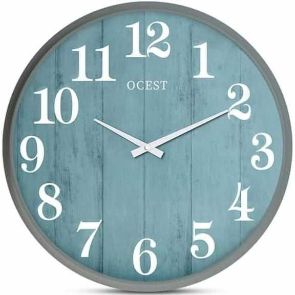 18 Inch Large Wall Clock, Silent Non-Ticking Modern Wall Clocks with Woodgrain Design Decorative for Living Room, Farmhouse, Kitchen, Bathroom, Outdoor