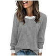 thumbnail image 2 of Gnshining Ribbed Knit Sweatershirts for Women Fall Long Sleeve Tops Solid Color Casual Pullovers Tunic, 2 of 8