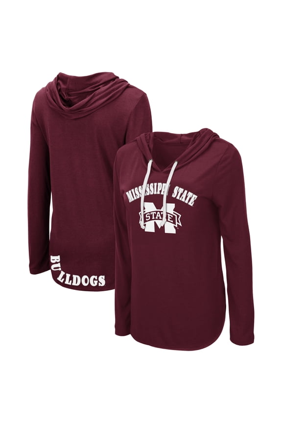Women's Colosseum Maroon Mississippi State Bulldogs My Lover Lightweight Hooded Long Sleeve T-Shirt
