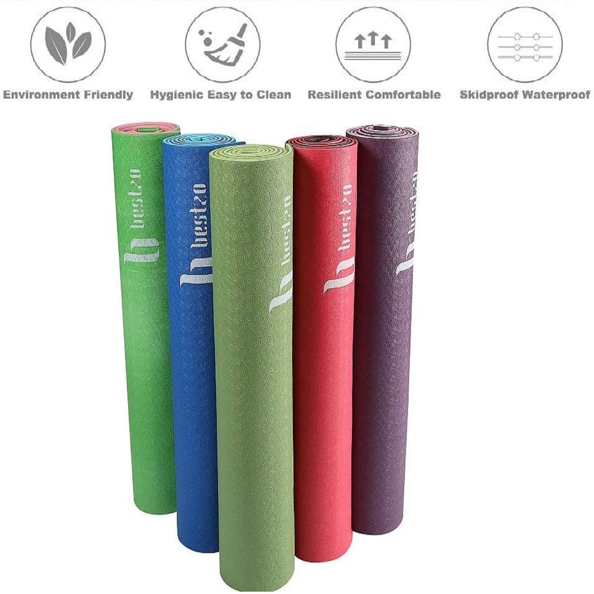 Bestzo HPE Yoga Mats-72"x 24", 1/4" Thick  Workout Mat for Yoga Fitness HPE Exercise Pilates Mat with Carrying Strap