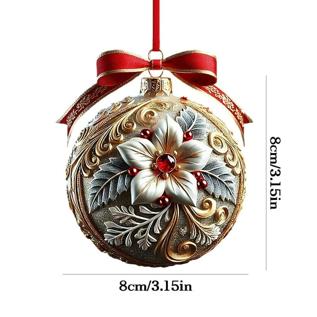 Yhmxh Bola de Navidad 2D, colgante plano de acrílico, decoración para árbol de Navidad, accesorios para decoración navideña.