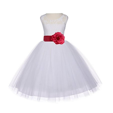 

Ekidsbridal Ivory Floral Lace Bodice Tulle Flower Girl Dresses Wedding Pageant Formal Special Occasion Dresses First Communion Holy Baptism Junior Toddler Recital Reception Ball Gown 153S