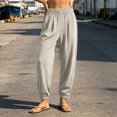 thumbnail image 5 of LIaqionyy Women Pants Casual Flowy Pant Elastic Waist Jogger Vacation Beach Lightweight Lounge Trousers with Pockets, 5 of 7
