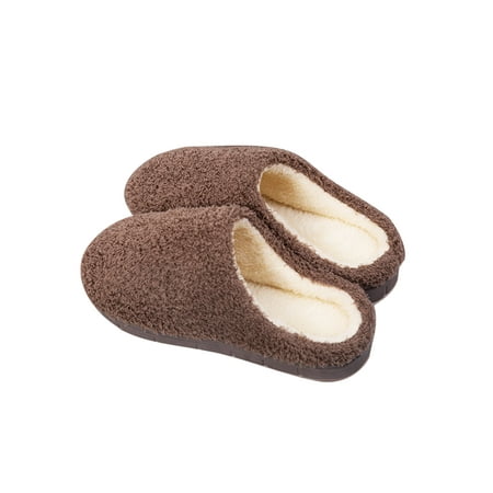 

Lacyhop Womens Fuzzy Slipper Slip On Plush Slippers Cozy Home Shoes Bedroom Lightweight House Shoe Casual Fluffy Warm Coffee Brown 9.5-10