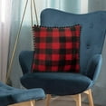 thumbnail image 6 of PAVILIA Plaid Red Black Throw Pillow Covers Pom Pom 18x18 Set of 2, Decorative Pillow Cases for Bedroom Aesthetic, Buffalo Check Small Pillows Set for Bed, Velvet Euro Plush Cushion Covers Sofa Couch, 6 of 7