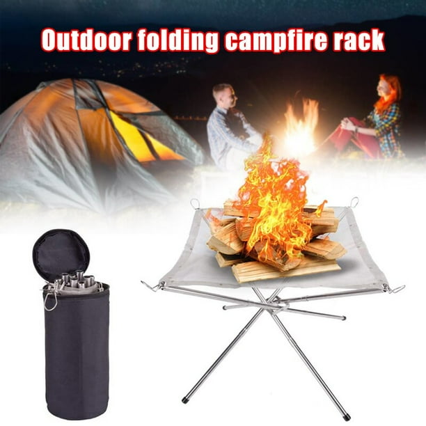 Portable Camping Fire Pit Collapsing Steel Mesh Fireplace Outdoor Campfire Pit Foldable Fire Pit For Camping Backyard L Walmart Com Walmart Com
