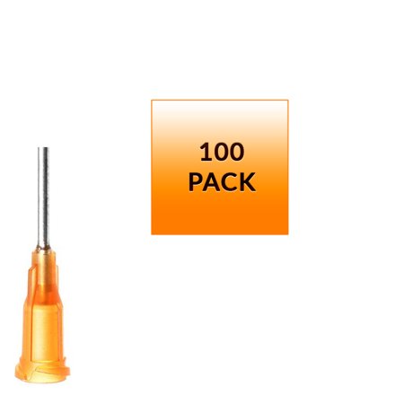 100 Pack of Blunt Tip Lure Lock Dispensing Fill, Industrial/Arts and Crafts Needles, 15 Gauge - Amber, 0.5" / 1.27cm