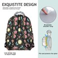 thumbnail image 5 of Mushroom and Lily Black Pattern Backpack for School, Cute School Bag with Adjustable Shoulder Straps and Padded Back, 15.3"x11"x7.1", 5 of 5