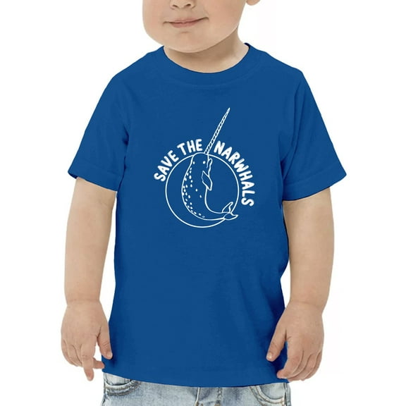 Save The Narwhals Toddler T-Shirt,  4 Toddler