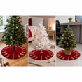 thumbnail image 7 of Mini Knitted Christmas Tree Skirt, Small Red Xmas Tree Mat, Soft Polyester Tabletop Base Mat for Desktop Holiday Decor for Home Fireplace Mantel Ornament Small Desktop Tree, 7 of 7