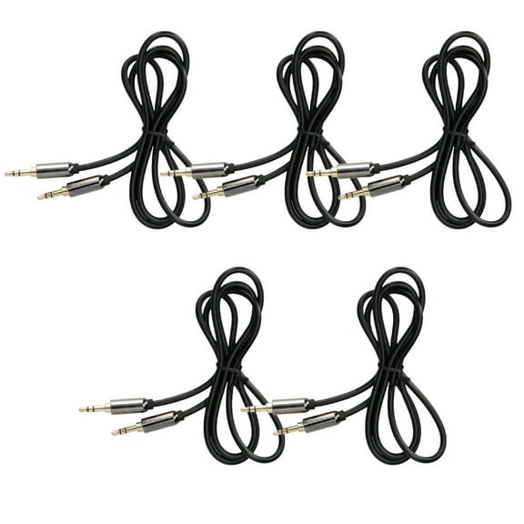3.5mm Male to Male Stereo Audio AUX Cable Auxiliary 3ft for Car PC iPhone iPod Black (5 Pack)