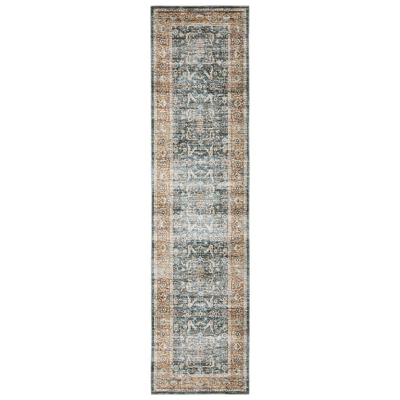 Avalon Home Celeste Washable Bordered Oriental Blue/ Rust Indoor Area Rug