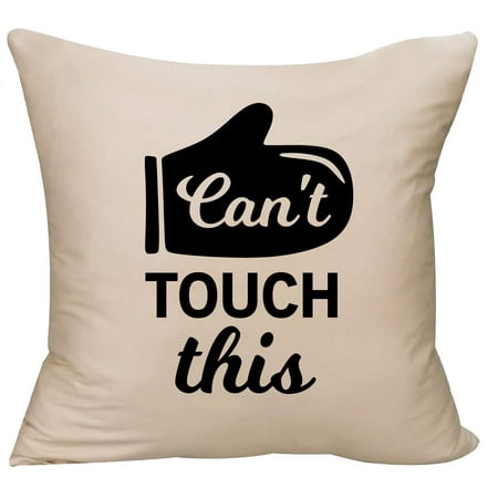 

Can t Touch This Oven Mitt Hot Cooking Baking Humor Decorative Throw Pillow cover 18 x 18 Beige Funny Gift