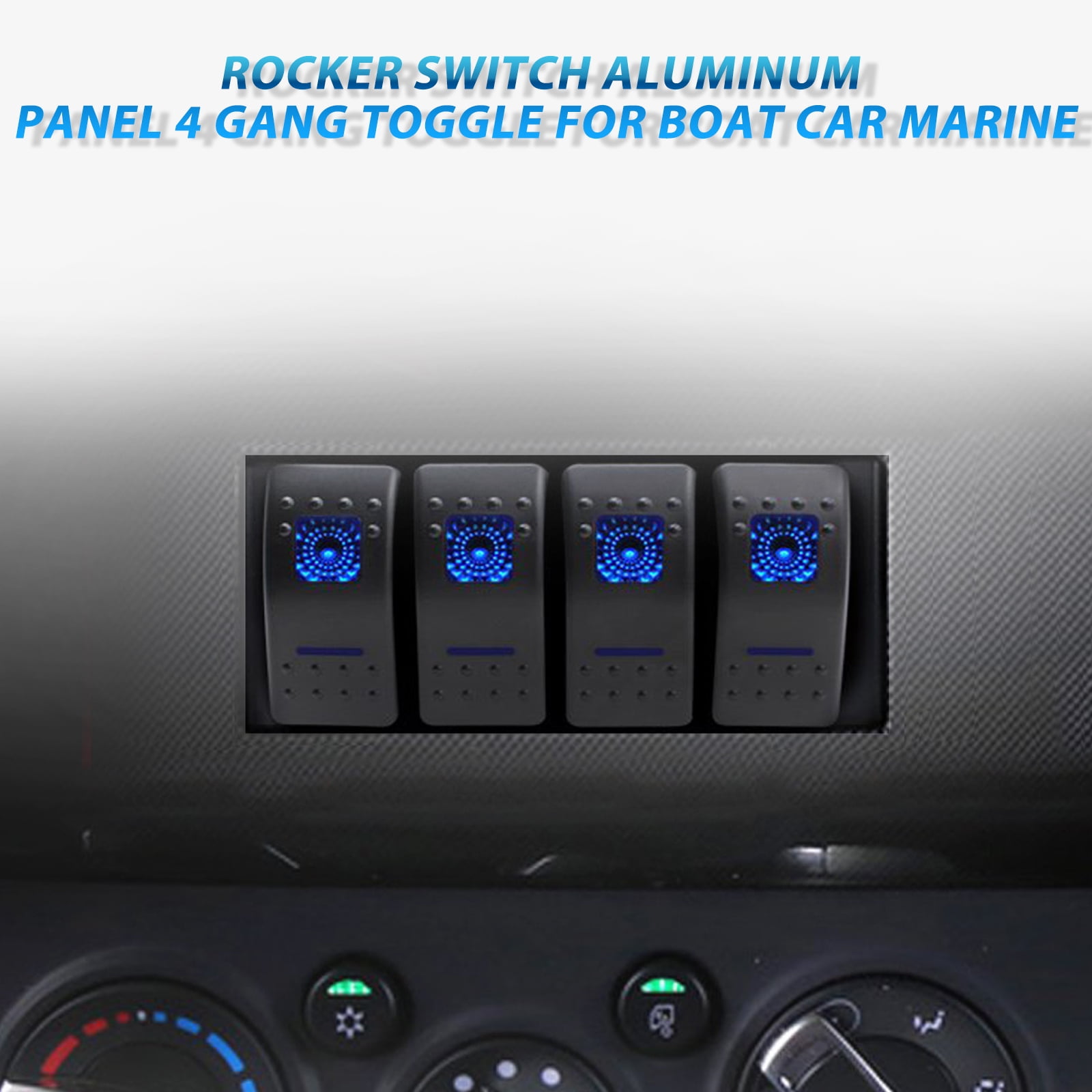 EEEkit 4 Gang Rocker Switch Panel, 12-24V Universal Car Marine Waterproof Toggle  Switch Panel with Blue LED Light 