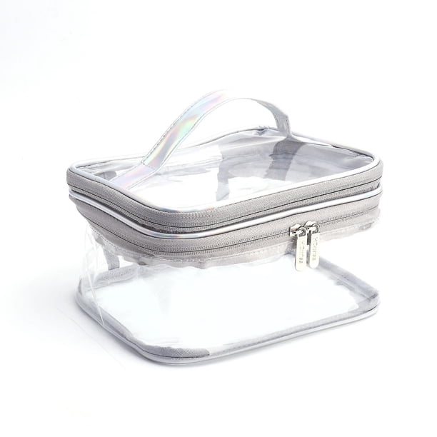 Clear Toiletry Makeup Bag, 2 Layer Clear Makeup Pouch For Travel Portable Makeup Organizer Bag Water-resistantgrey1pcs