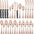thumbnail image 1 of Cubiertos Rose Gold 24 piezas para 4 personas Acero Inoxidable Cubiertos con Cuchillos para Filete Cubiertos para Comedor, 1 of 7