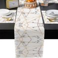 thumbnail image 2 of Napperons Géométriques Blancs et Dorés pour Table à Manger, Ensemble de 6 et Chemin de Table, Ensemble de Chemins de Table et Napperons en Coton-Lin Résistant à la Chaleur pour Décoration de Fête, Banquet, Mariage, 2 of 7