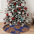thumbnail image 5 of Lsque Golden Maple on Navy Blue Print Christmas Tree Skirt, Tree Skirt with Ties or Velcro, Perfect for Holiday Decorations, Halloween, and New Year-36", 5 of 7