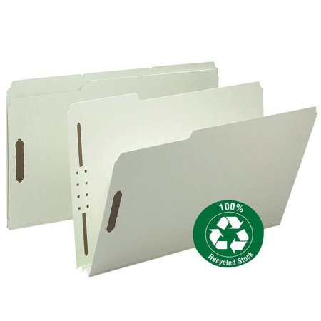 UPC: 0086486200042 | Smead 100% Recycled Pressboard Fastener File Folder  1/3-Cut Tab  2  Expansion  Legal Size  Gray/Green  25 per Box (20004)
