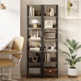 thumbnail image 5 of GAOMON Bookshelf, 6 Tier Narrow Bookshelf, 66" Tall Small Freestanding Storage Rack – Industrial Metal Frame Rustic Display Stand for Bedroom, Living Room, Home Office, 5 of 8