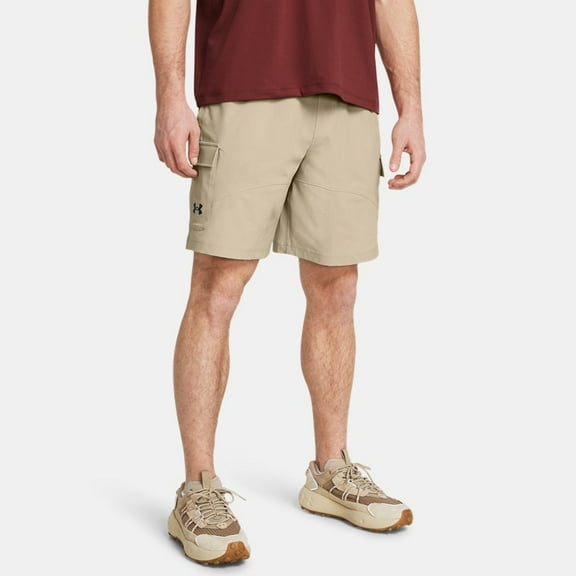 Under Armour Mens Loose fit Cargo Shorts Small Beige Solid