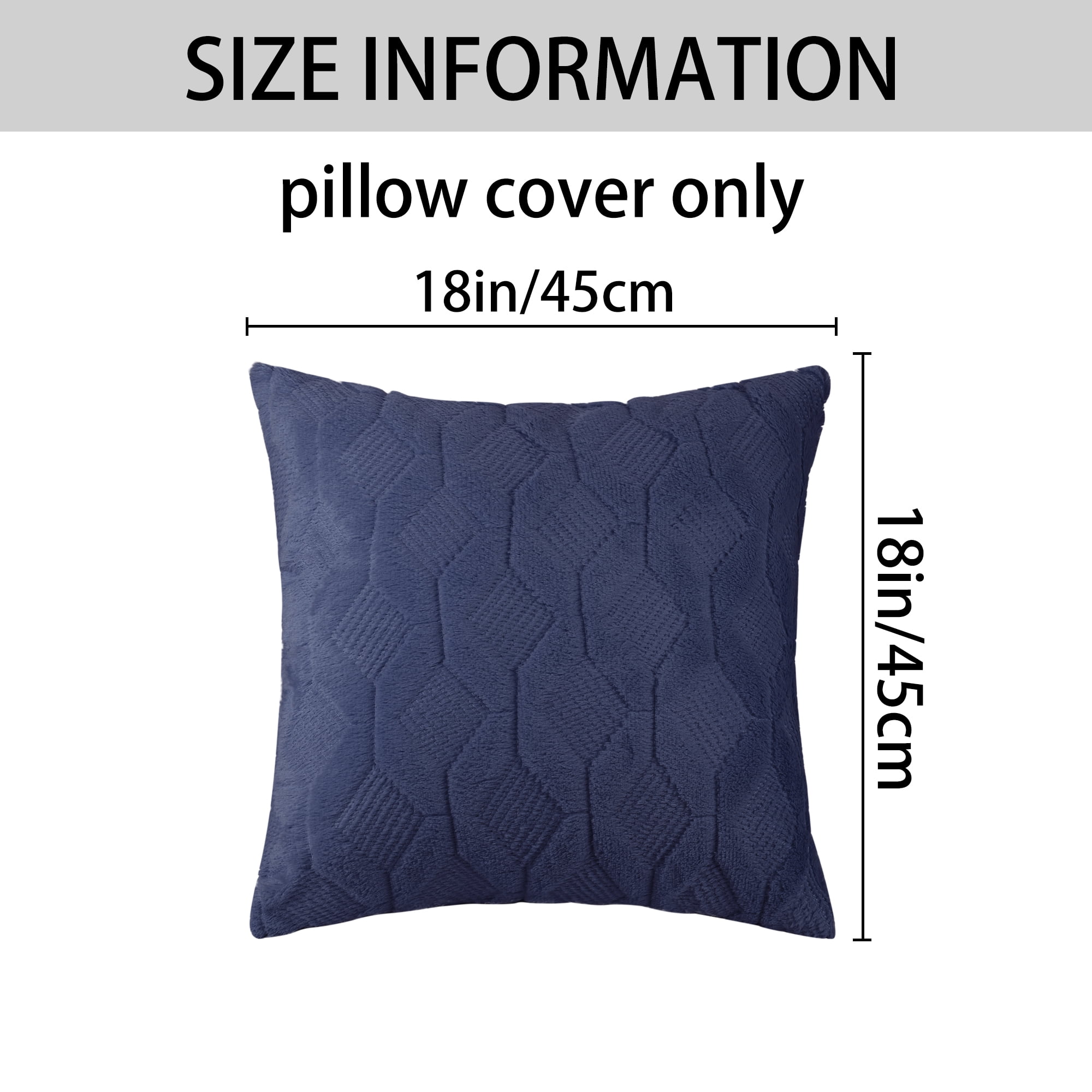 Unique Bargains 4 Pcs Solid Soft Short Plush Pillow Covers Home Decor Dark Blue/Yellow 18" x 18"