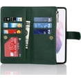 thumbnail image 5 of Samsung Galaxy S21 5G Wallet Case,[9 Card Slots] Removable Adjustable Crossbody Necklace Lanyard Shoulder Strap Zipper Magnetic Leather Case for Samsung Galaxy S21 5G,6.2 inch Dark Green, 5 of 14