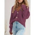 thumbnail image 5 of Women'S Chunky Knit Open Front Sweater Long Sleeve Button Loose Short Cardigan Outerwear Coats XXL, 5 of 6