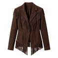 thumbnail image 6 of Ceisia Men's Solid Suede Fringe Trim Lapel Zip Up Long Sleeve Western Cowboy Style Outerwear Jacket Gift, 6 of 6