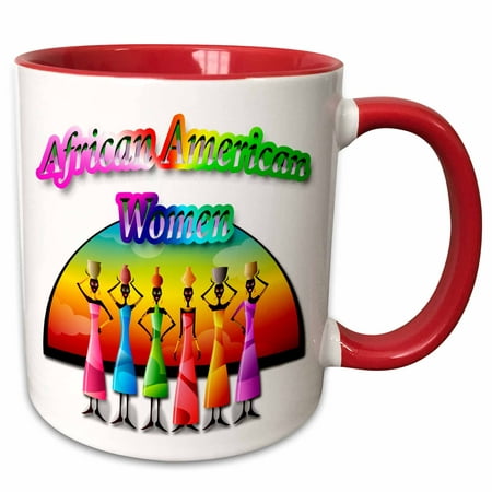 3dRose African American women and colorful African colored background - Two Tone Red Mug, 11-ounce