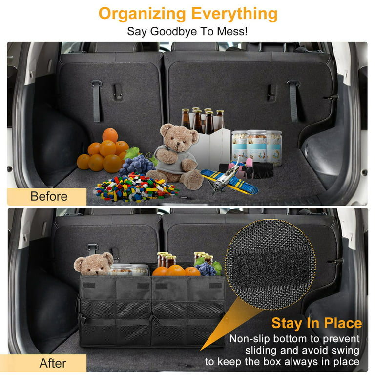 DONGPAI Large Car Trunk Organizer with Insulated Leakproof Cooler,  Collapsible Waterproof Car Organizer with Non Slip Bottom Strips for Vehicle  Sedan, Suv, Truck,Van 