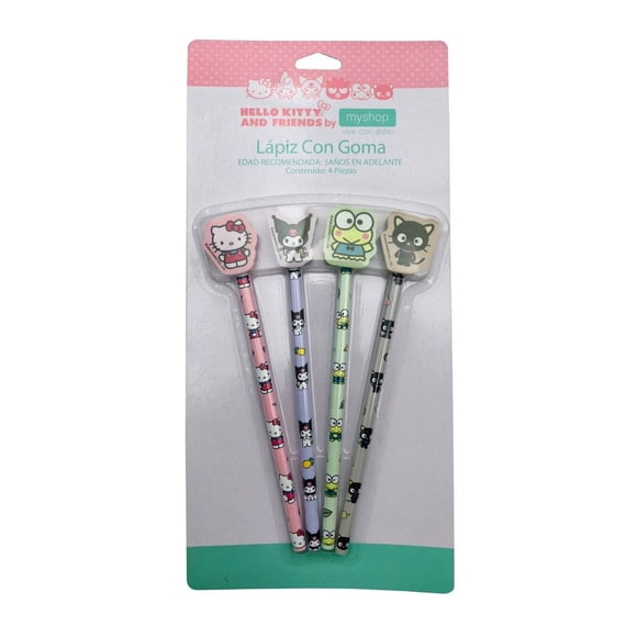 Set de Lapices MyShop Hello Kitty y sus amigos con Goma 4 Piezas